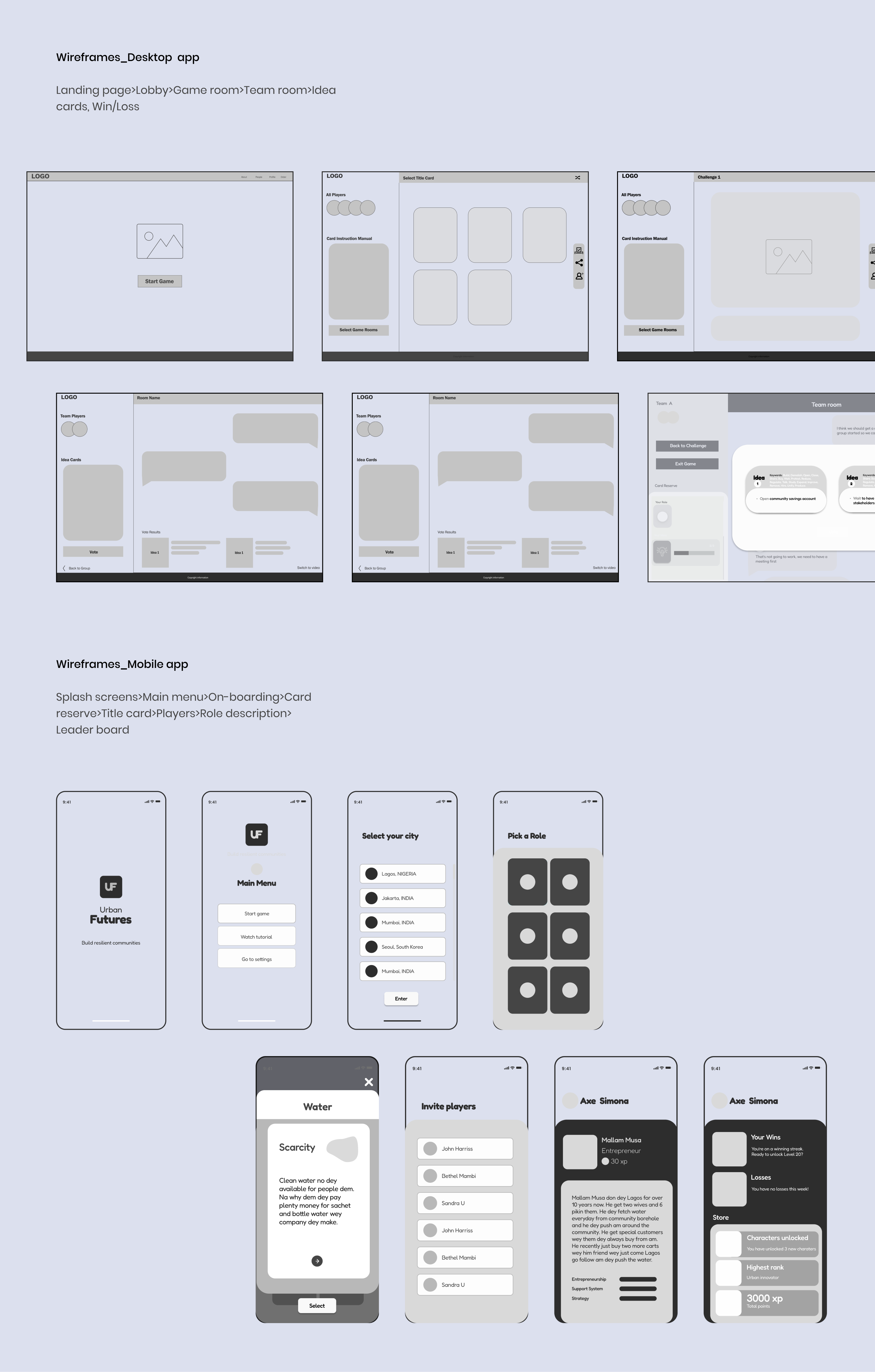Mobile app wireframe flow